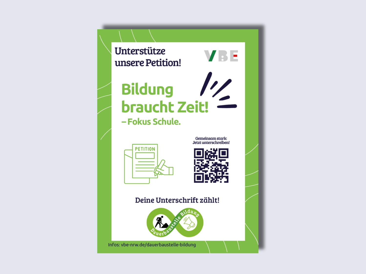 Postkarte Petition Bildung braucht Zeit (100 Stück)